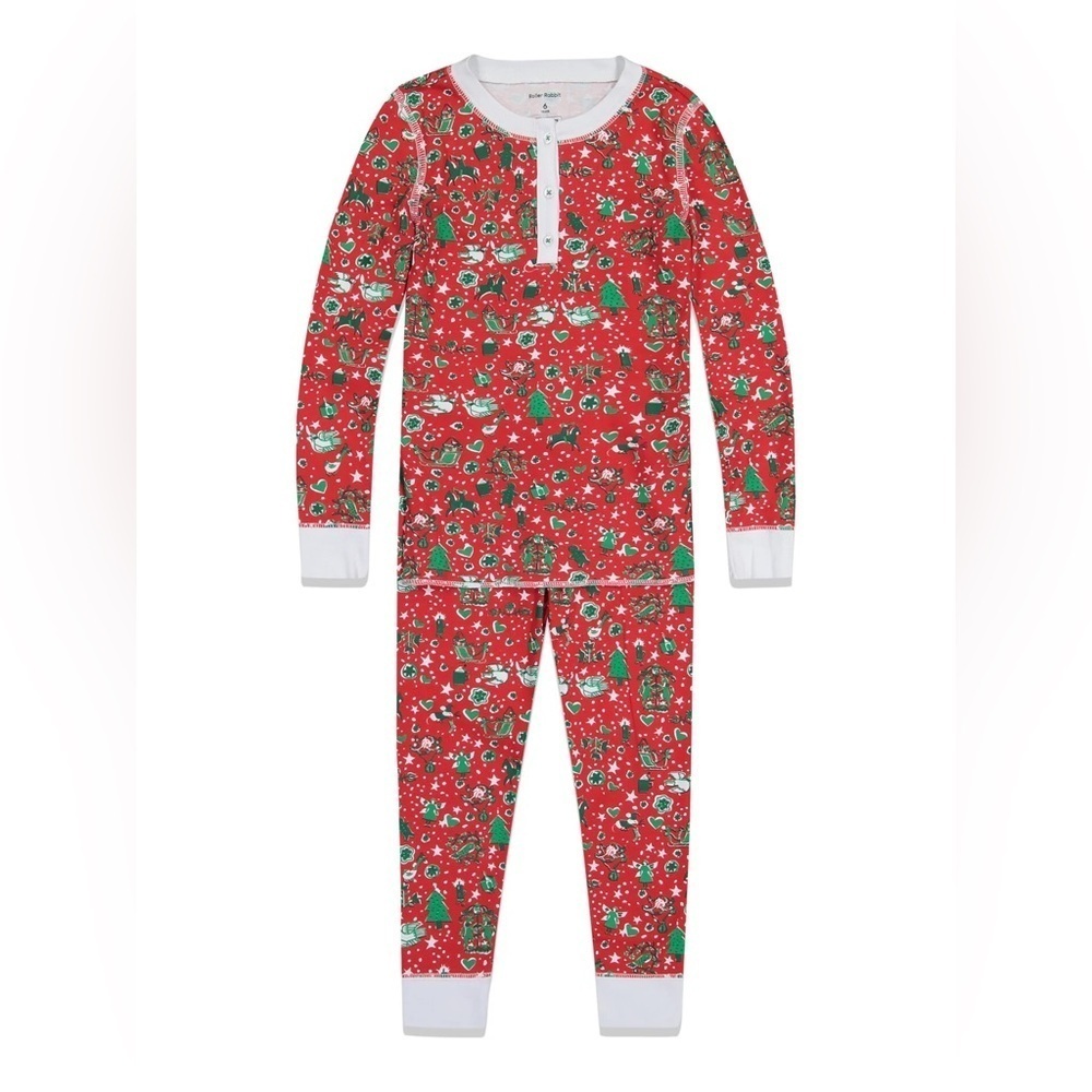Roller Rabbit pajamas set girls boys christmas pima cotton henley top pants long